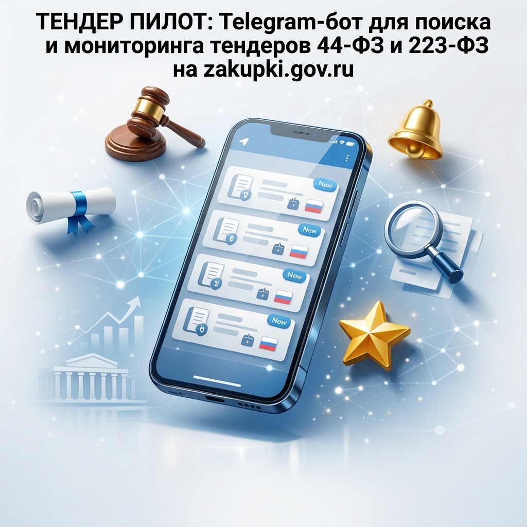 Тендер Пилот - бот для госзакупок в Telegram: поиск тендеров 44‑ФЗ/223‑ФЗ и мониторинг изменений